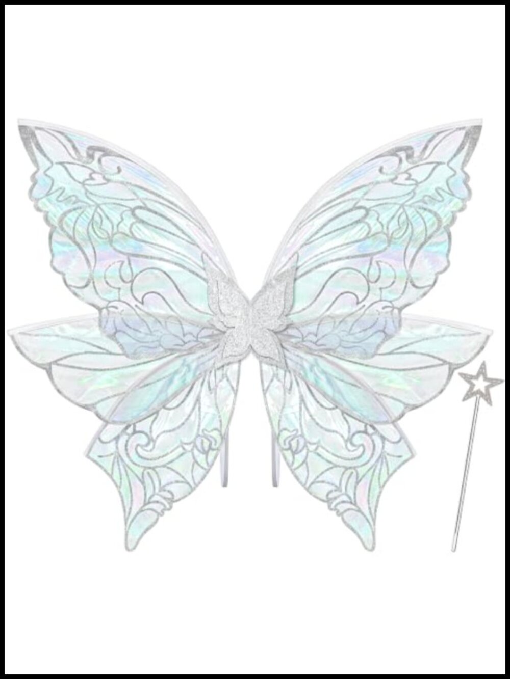 Large Fairy Wings Adult Women Costume Accessory Set with Star Wand Halloween